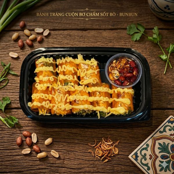 Bánh Tráng Cuộn Bơ Chấm Sốt Bò